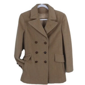 Warren of Stafford Vintage Tan Wool One Notched Double Breasted Classic Pea Coat